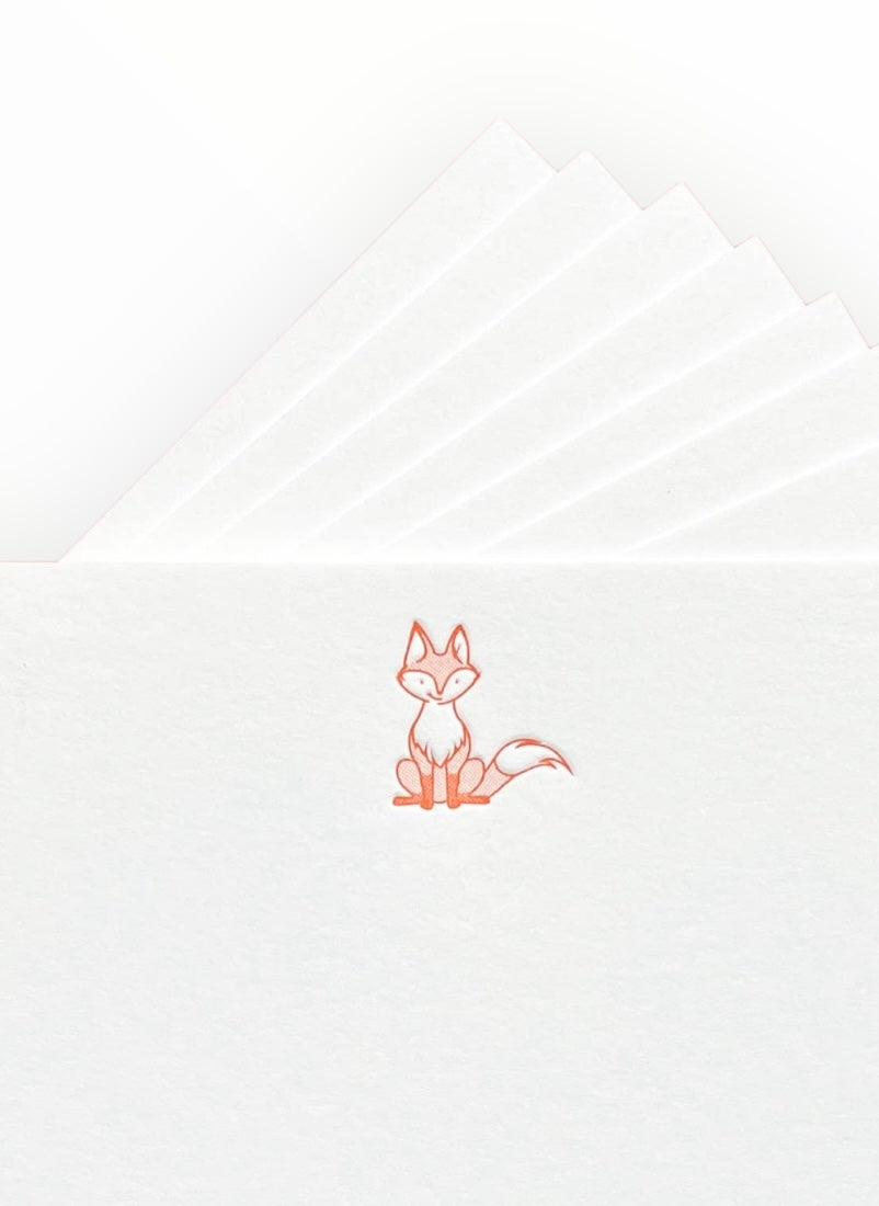 Fox Notecard Set detail by Quick Brown Fox, fox letterpress design