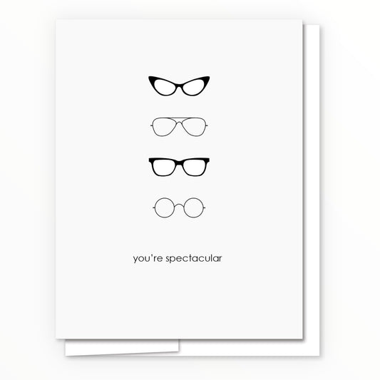 You're Spectacular Spectacle Spectacular card by Quick Brown Fox, blank interior, white envelope, 4.25 x 5.5 inches
