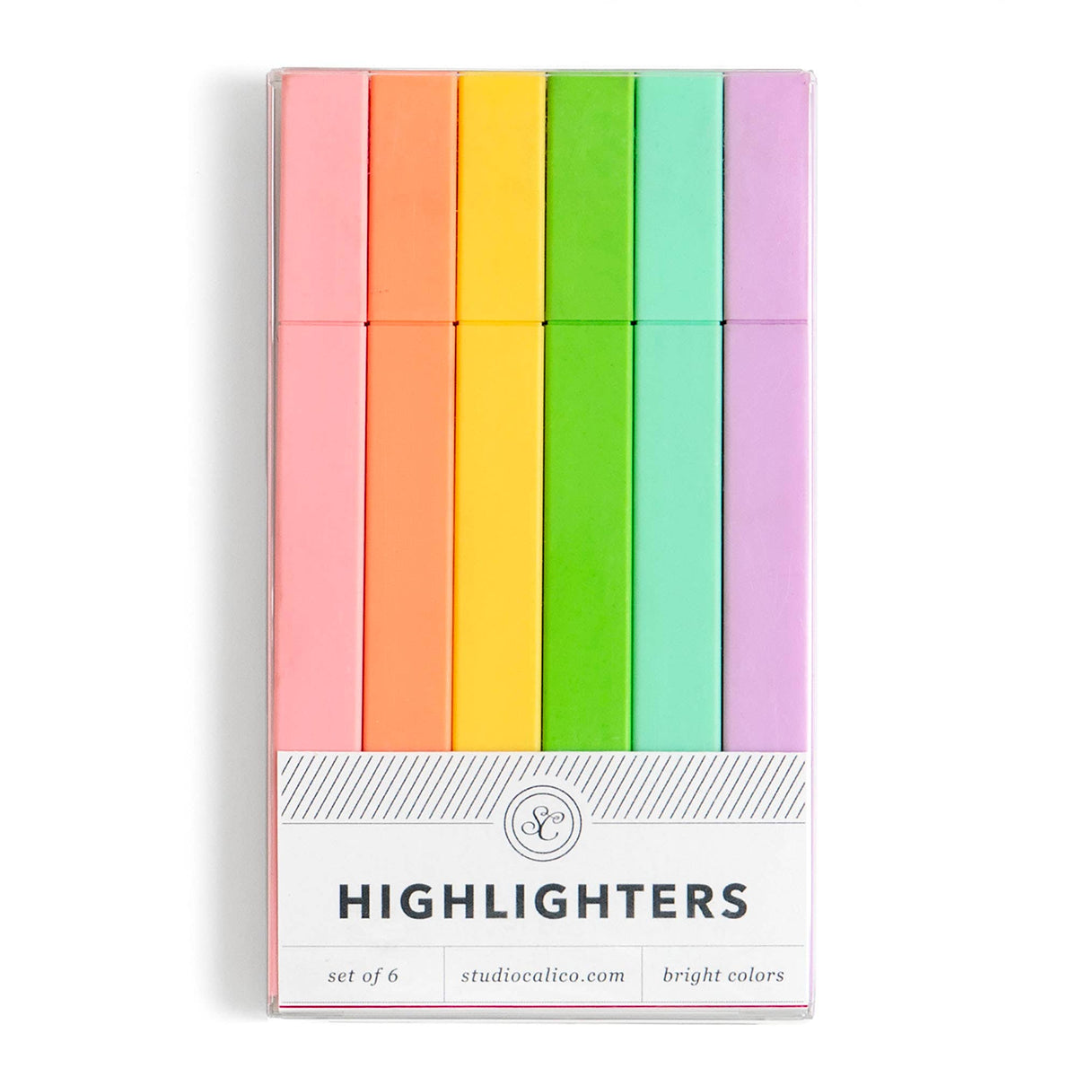Studio Calico Brights Highlighter Set of 6 Colors in clear packaging