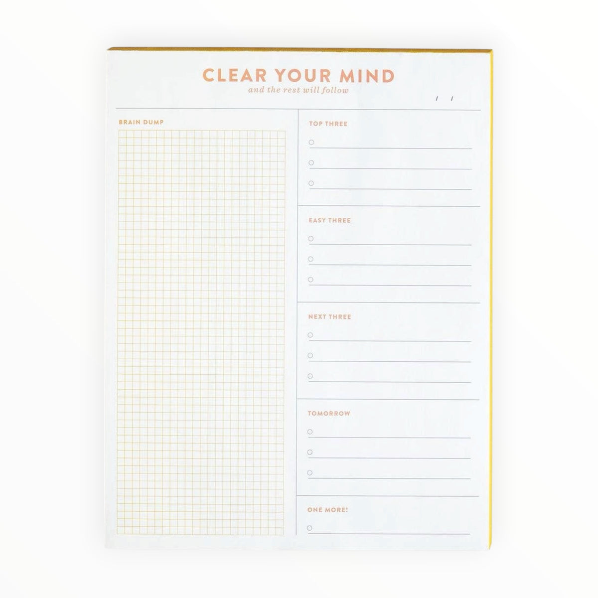 Clear Your Mind Brain Dump Notepad by Studio Calico, 75 pages, clipboard backer, 8.5 x 11 inches