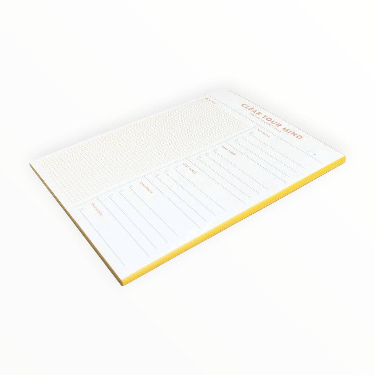 Clear Your Mind Brain Dump Notepad interior detail by Studio Calico, page sections layout