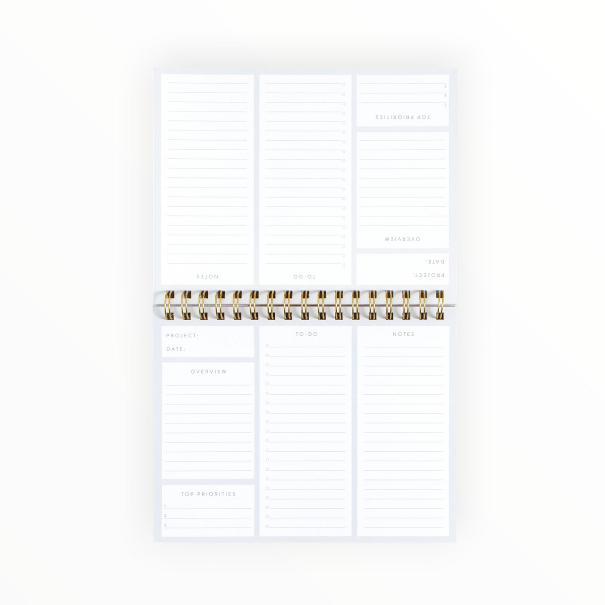 Studio Calico Undated Spiral Project Planner Notebook open interior showing project to do and notes layout