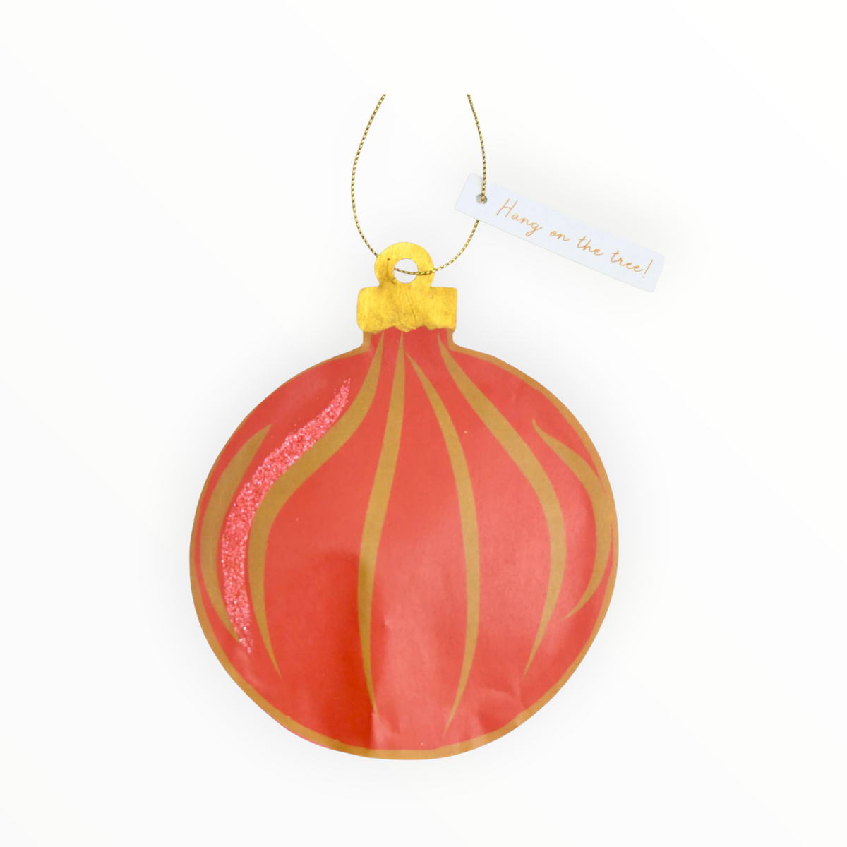 TOPS Malibu Holiday Surprise Pocket red and gold ornament shaped handcrafted tear-open pocket with hang tag