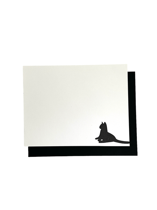 Black Cat Letterpress Notecard Set by Ancora Letterpress, set of 9 with three playful cat designs, 4.25 x 5.5 inches