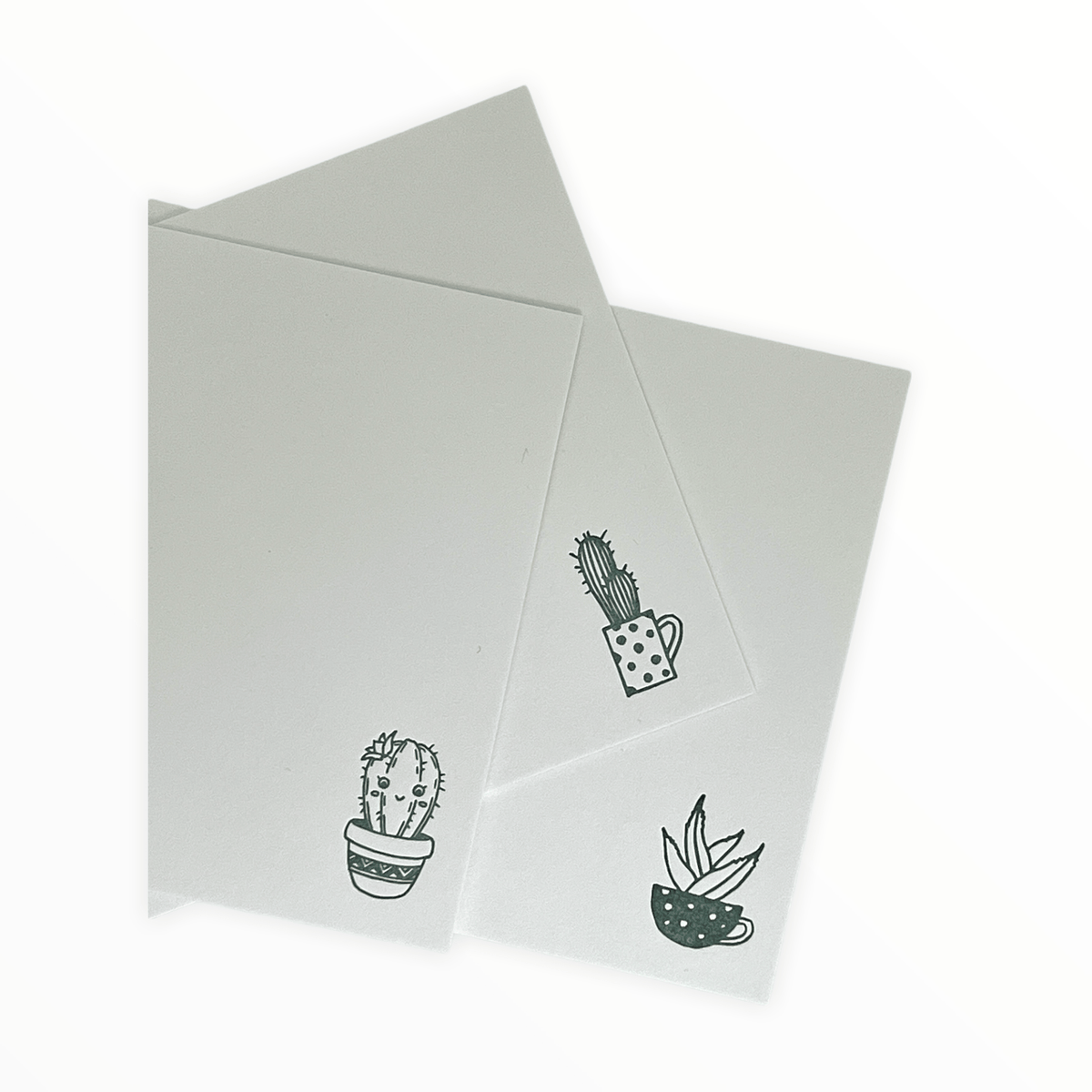 Cactus notecard set in kraft box packaging with white envelopes by Ancora Letterpress, Washington