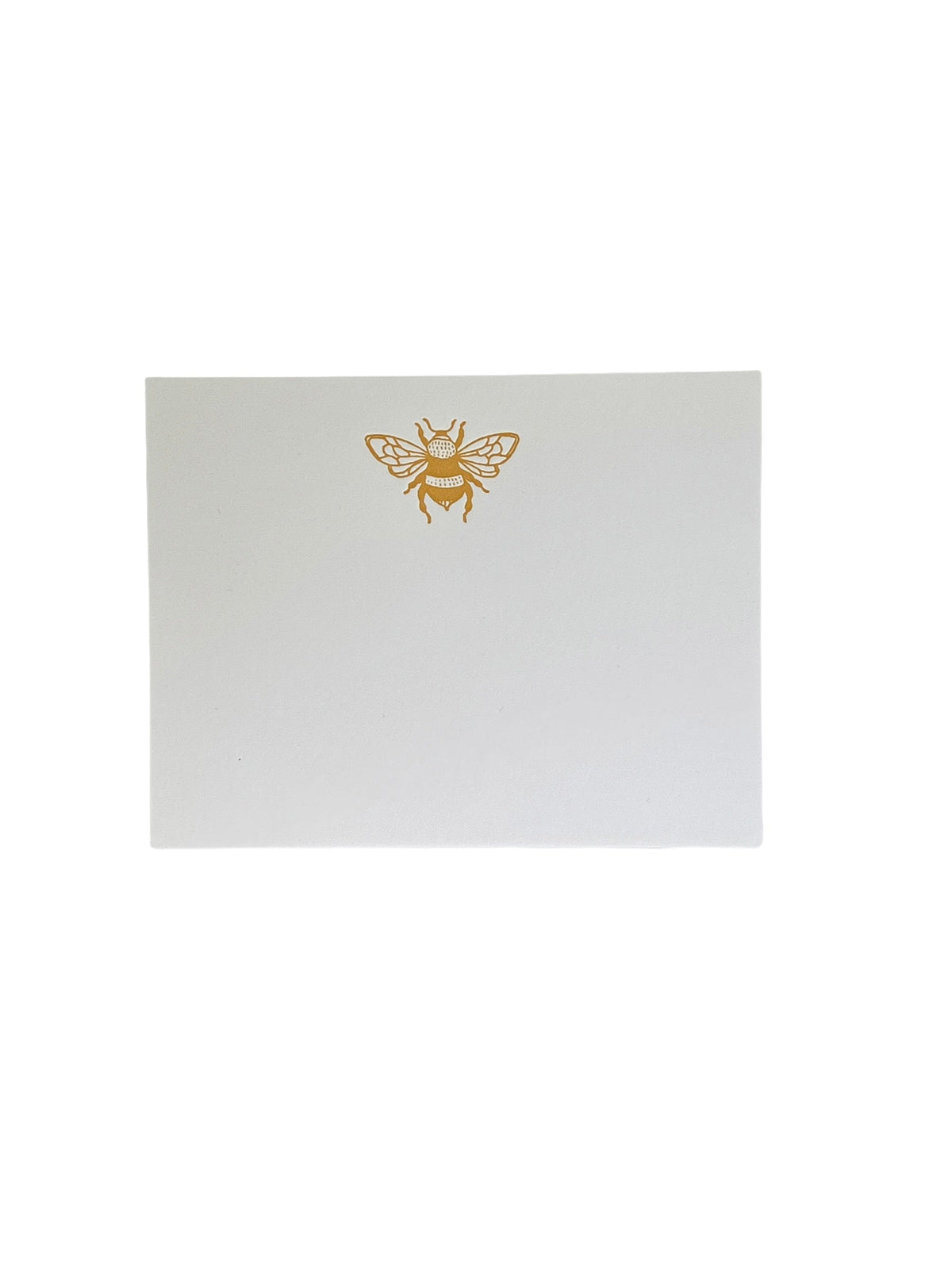 Ancora Letterpress honey bee notecard close-up, letterpress printed on double-thick white cardstock