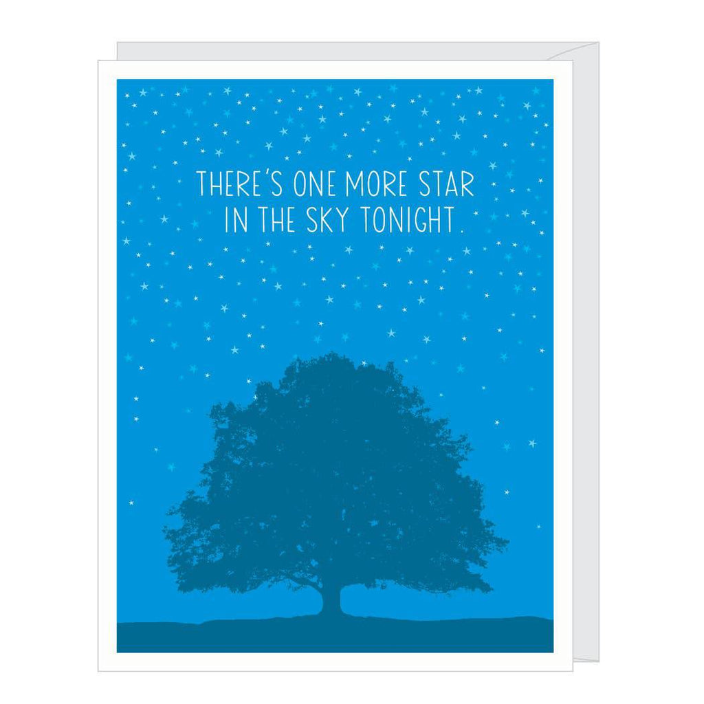 One More Star sympathy card by Apartment 2 Cards, "There's one more star in the sky tonight", 4.25 x 5.5 inches, kraft envelope