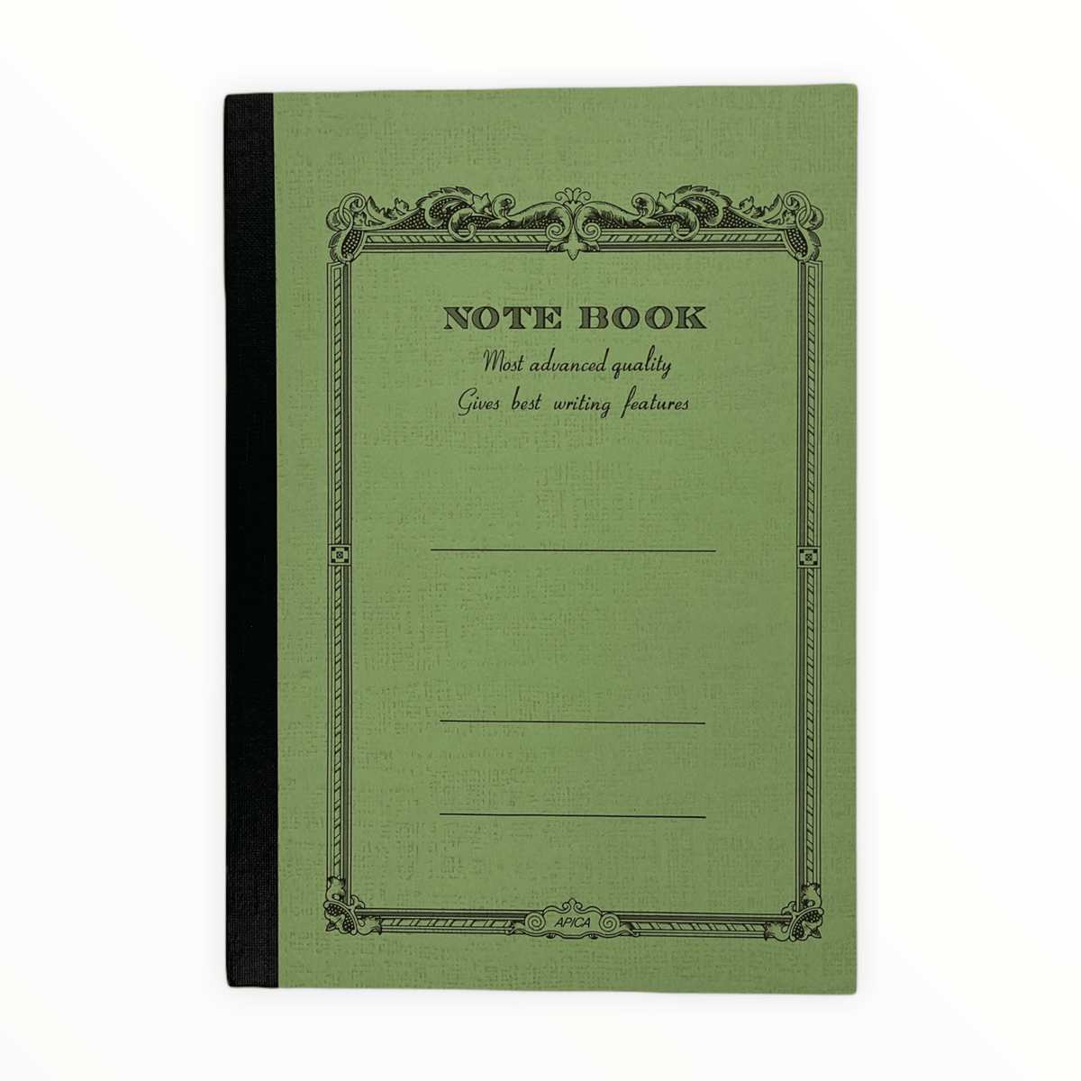 Apica CD Small Notebook A6 in green, ruled notebook open spread