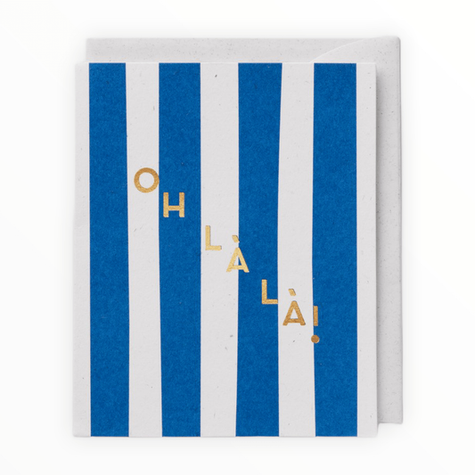 Oh Là Là greeting card by Darling Clementine, foil print on heavy paper, blank interior, white envelope, 3.5 x 4.3 inches