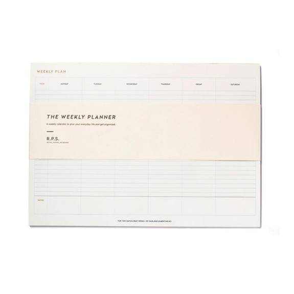 Weekly Planner Notepad by Darling Clementine, 50 tear-off sheets, 8.25 x 11.75 inches, Rock Paper Scissors