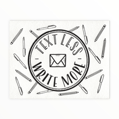 Text Less. Write More. (Badge) Postcard - The Paper Drawer