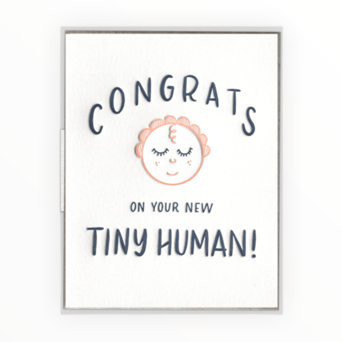 Tiny Human Congrats letterpress card by Ink Meets Paper, blank interior, recycled kraft envelope, 4.25 x 5.5 inches, made in Charleston SC