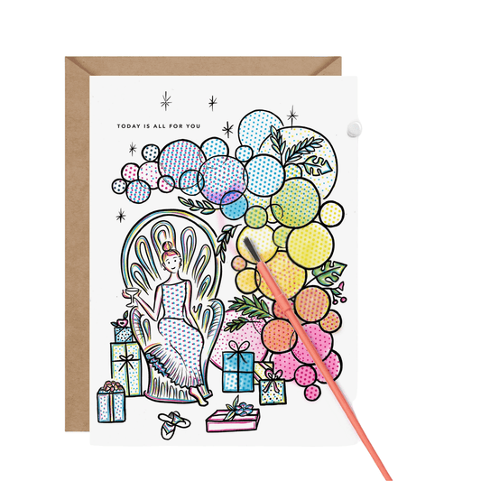 Balloon Arch Paint With Water card by Inklings Paperie, card and gift with paintbrush included, kraft envelope, 7 x 5 inches