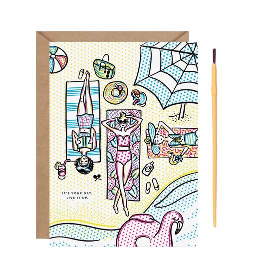 Beachy Paint With Water card by Inklings Paperie, card and gift with paintbrush included, kraft envelope, 7 x 5 inches