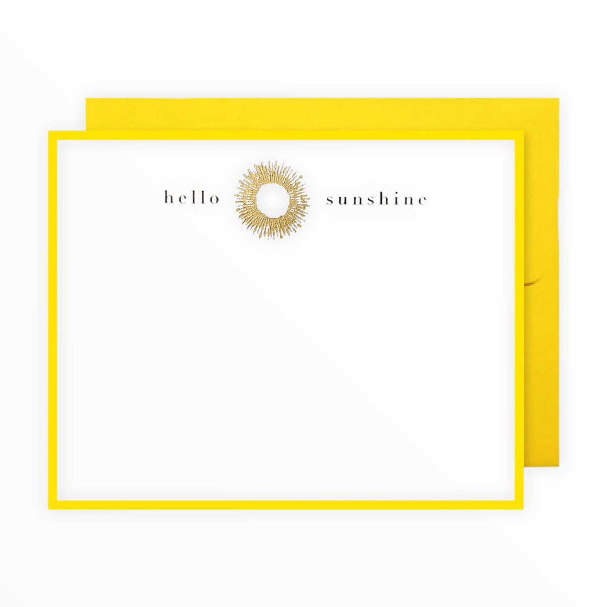 Hello Sunshine notecard set detail by J.Falkner Cards, gold foil sun design