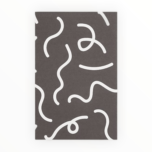 Black and White Squiggle Notebook interior detail by Katie Leamon, mixed ruled plain and bullet dot pages