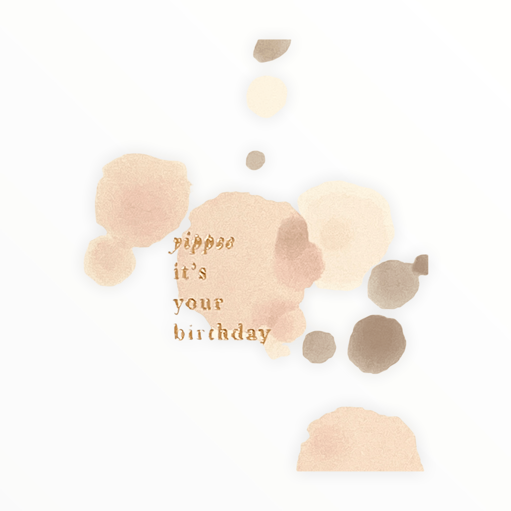 Yippee It's Your Birthday card detail by Katie Leamon, handprinted splatter design