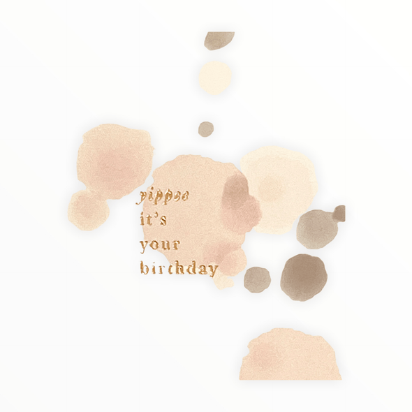 Yippee It's Your Birthday card detail by Katie Leamon, handprinted splatter design