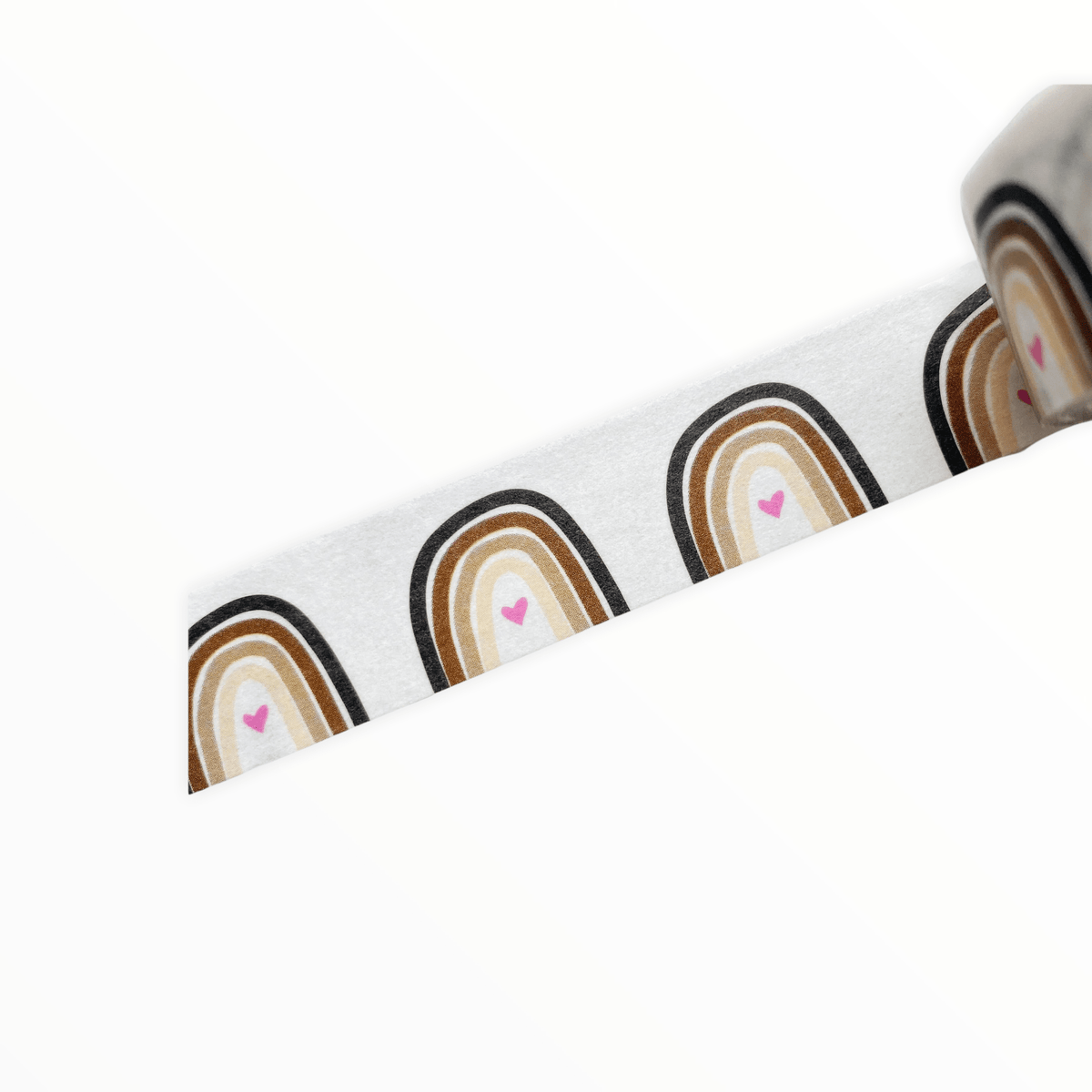 Rainbow Skintone Washi Tape in Modern Colors by Kiss and Punch, handdrawn rainbow design, 15mm x 10m