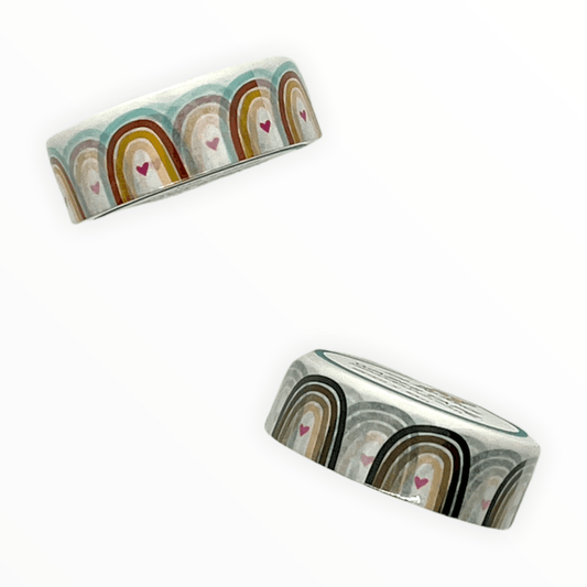 Rainbow Washi Tape in Skin Tone Colors by Kiss and Punch, handdrawn rainbows representing all skin tones, 15mm x 10m