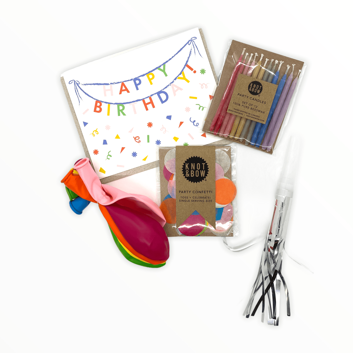 Birthday in a Bag detail by Knot & Bow, contents displayed
