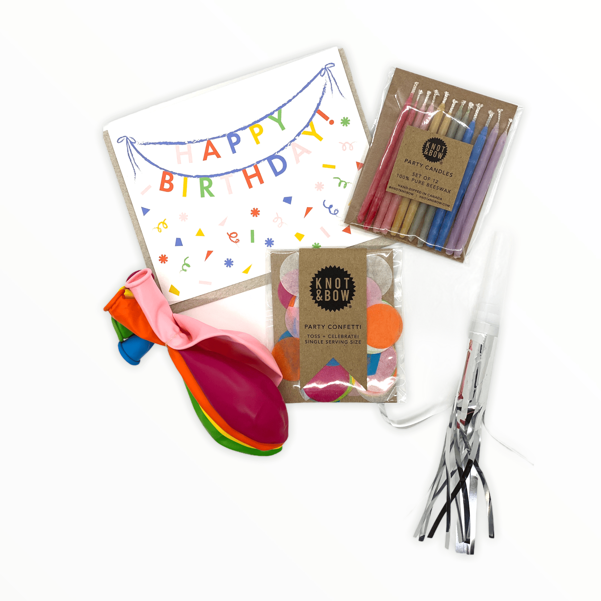 Birthday in a Bag detail by Knot & Bow, contents displayed