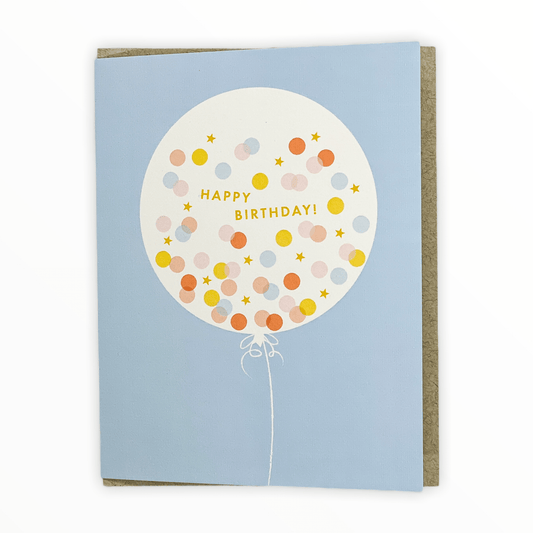 Jumbo Birthday Balloon birthday card by Knot & Bow, blank interior, recycled kraft envelope, 4.25 x 5.5 inches