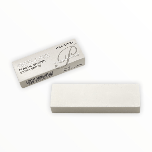 Resare Extra White Plastic Eraser by Kokuyo, clean line erasing, 0.4 x 2.5 x 0.8 inches
