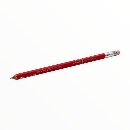 ous Les Jours Mechanical Pencil by MARK'S Inc., octagonal cedar wood barrel in red, 0.5mm lead, 6.5 inches, made in Japan