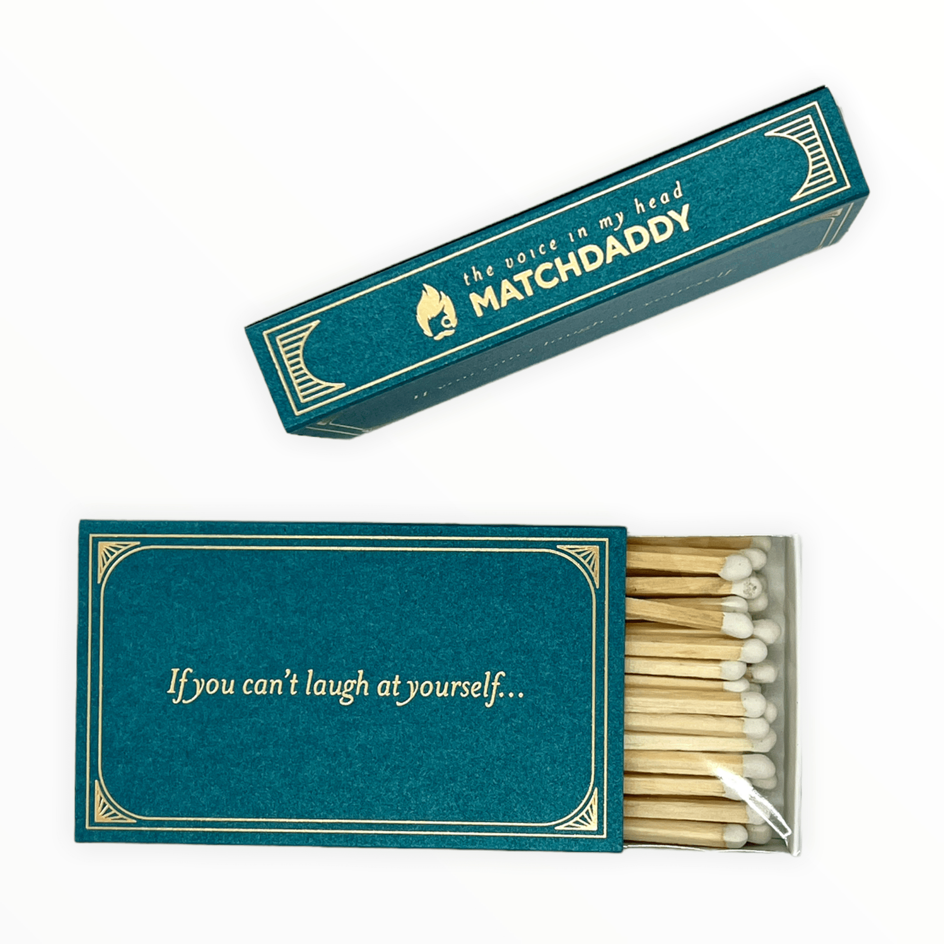 If You Can't Laugh at Yourself matchbox side detail by MatchDaddy, "I will" text on reverse