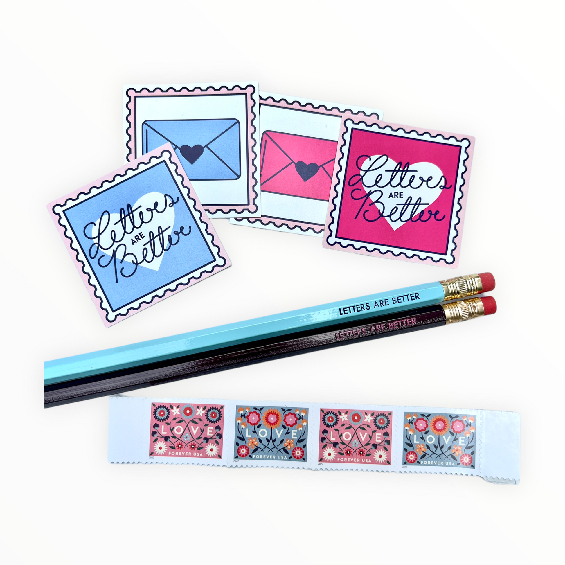 Letters Are Better Writing Kit by M.C. Pressure, stamps and stickers detail
