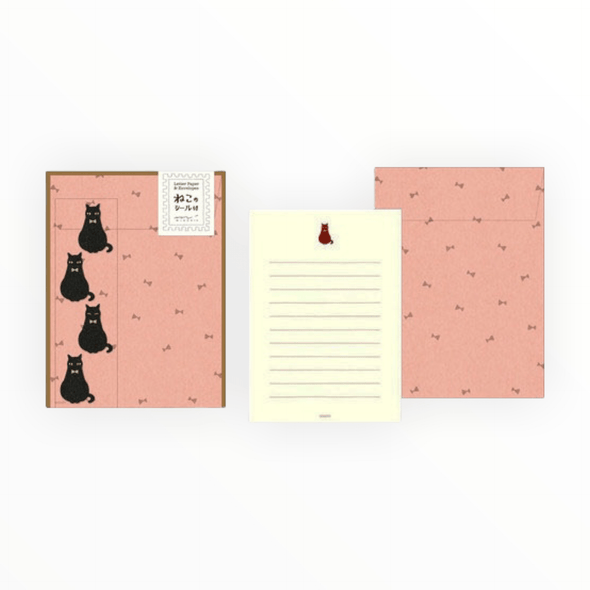 Black Cat Stationery Letterset by Midori, color-coordinated envelopes detail