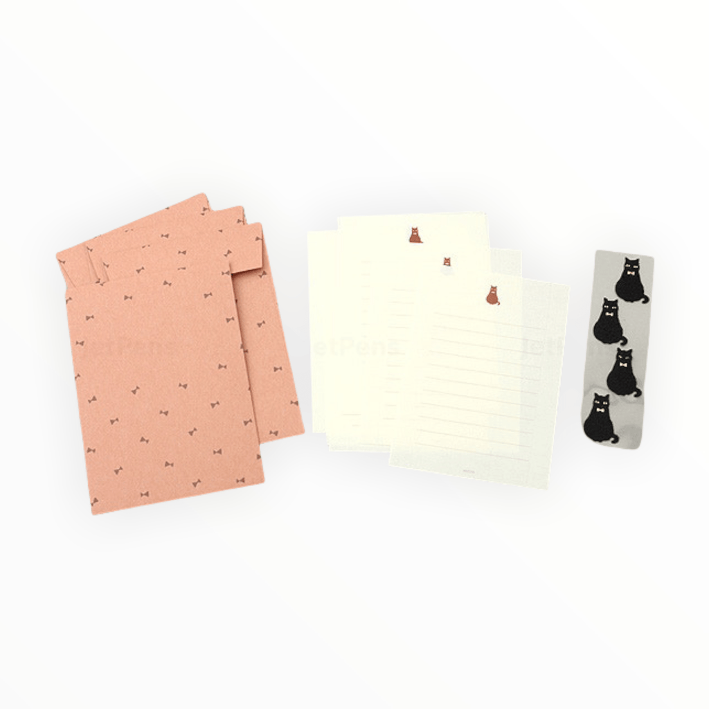 Black Cat Stationery Letterset by Midori, full set displayed