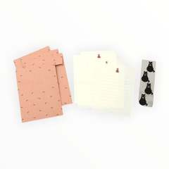 Black Cat Stationery Letterset by Midori, full set displayed
