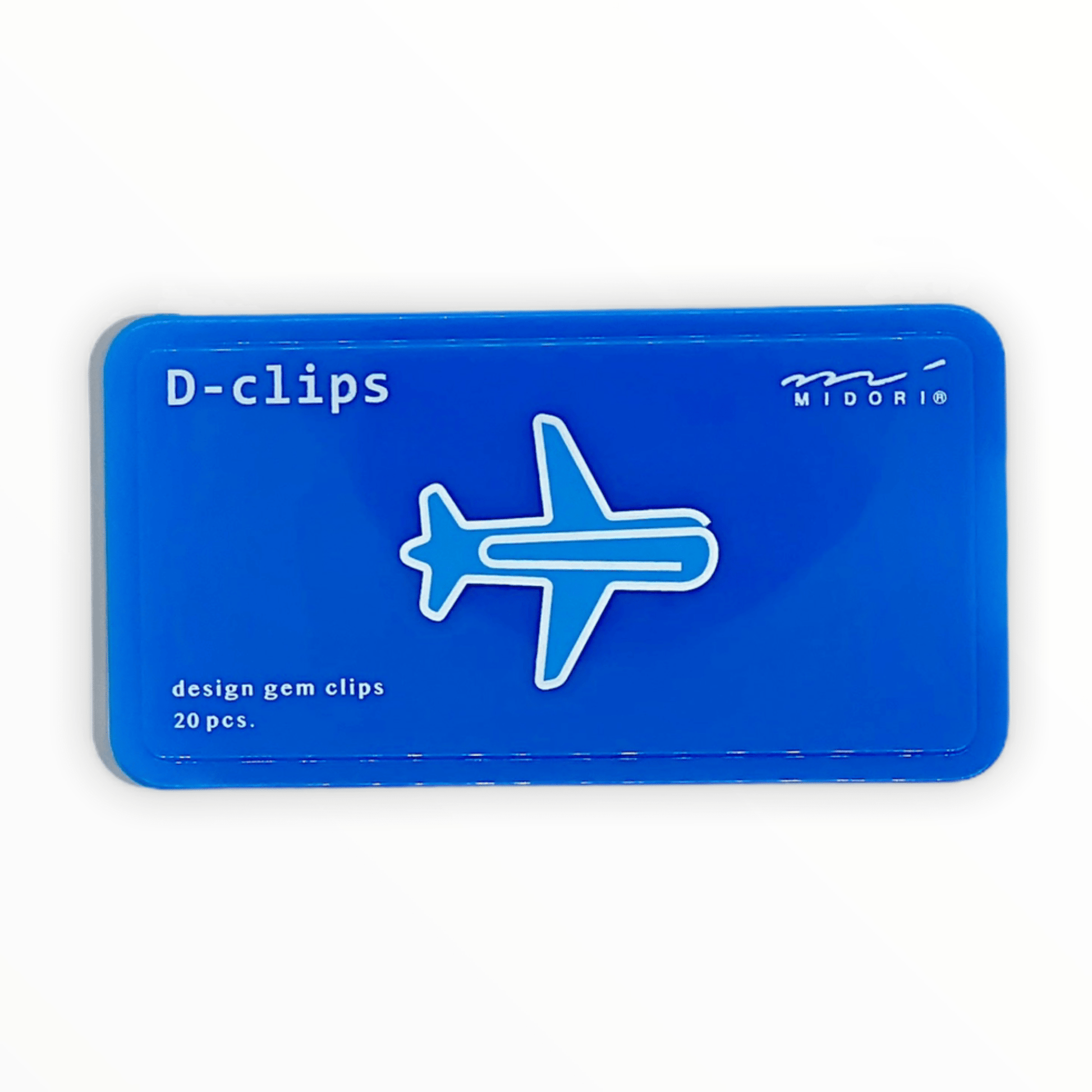 D-Clips airplane-shaped paperclips by Midori, mint-style sliding case