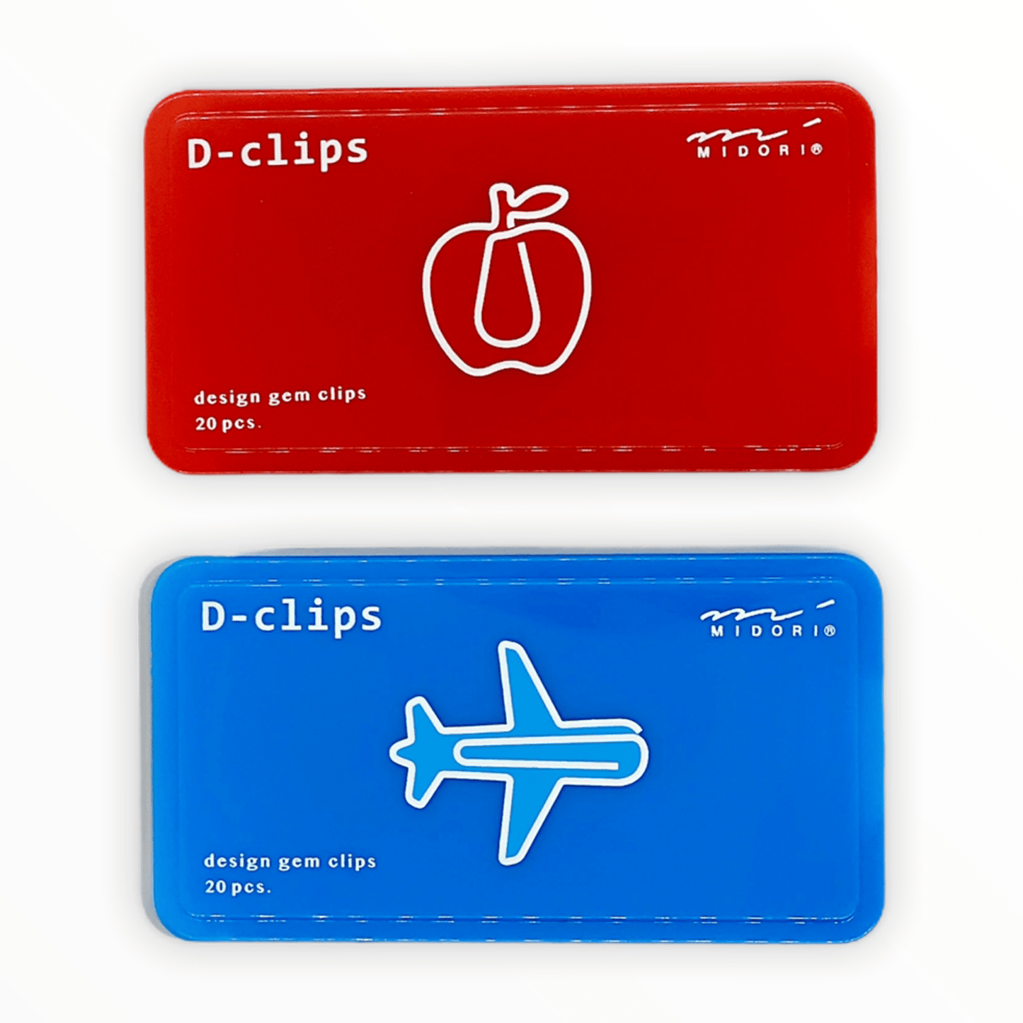 D-Clips Paperclips by Midori, apple and airplane shapes, 20 clips in sliding mint-style case, 80 x 45 x 18mm