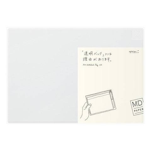 MD Notebook Bag A5 by Midori, slim clean profile, 9.4 x 6.6 inches, holds notebook and pen