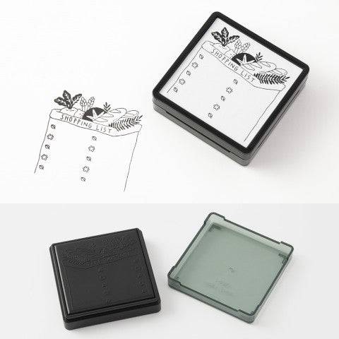 Shopping List Stamper by Midori, stamped impression detail showing grocery list layout