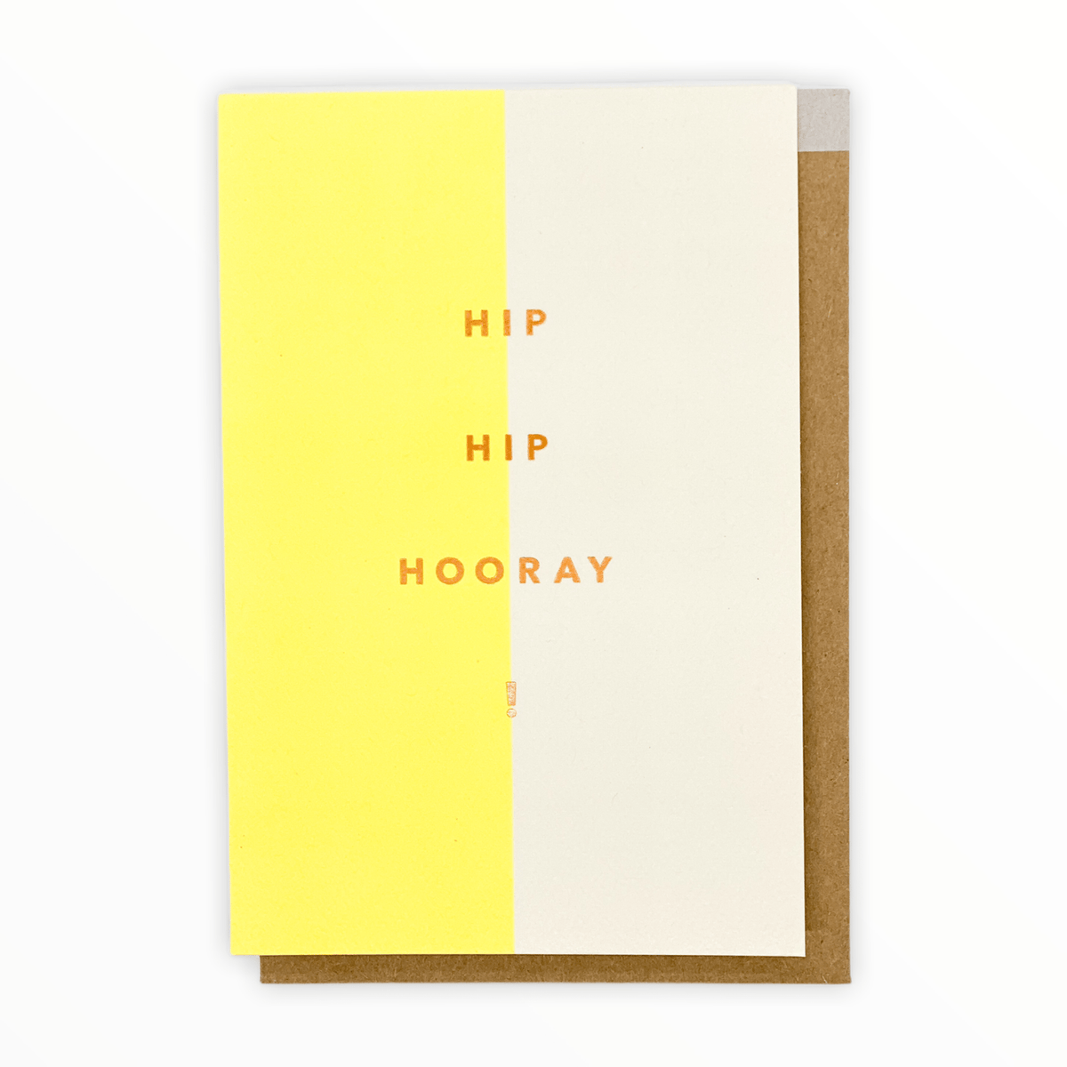 Hip Hip Hooray congratulations card by Modern Lore, copper foil text, blank interior, kraft brown envelope, 4 x 6 inches