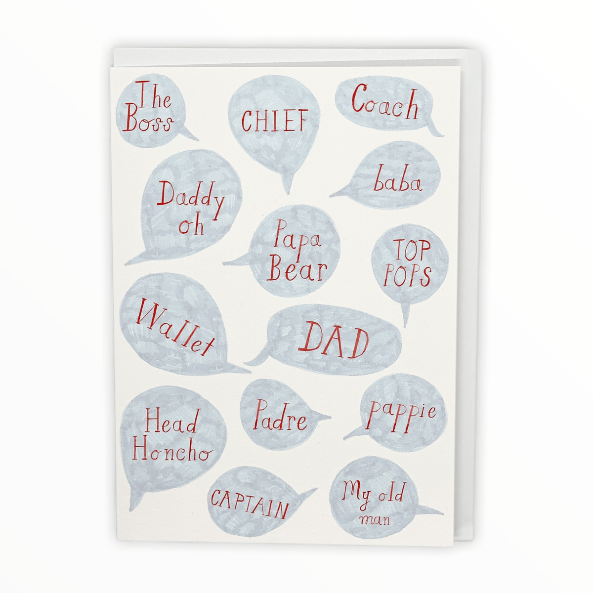 Head Honcho Father's Day card by Mr. Boddington's Studio, all the dad nicknames, blank interior, 4.5 x 6.25 inches