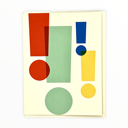 Big Exclamation greeting card by paper and stuff, excitement emphasis surprise design, blank interior, off-white envelope, 4.25 x 5.5 inches