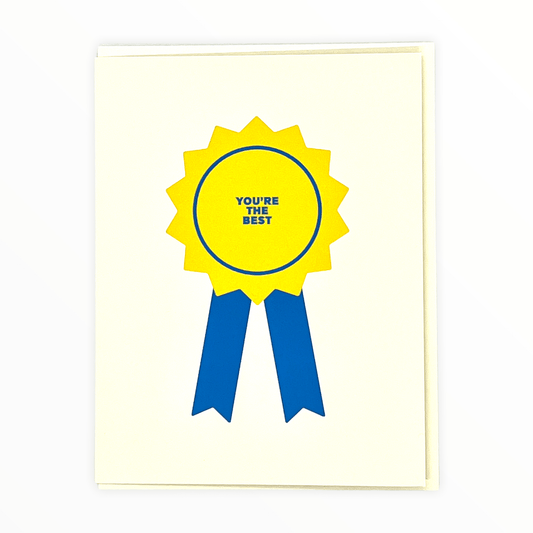 You're the Best Ribbon congratulations card by paper and stuff, blank interior, off-white envelope, 4.25 x 5.5 inches