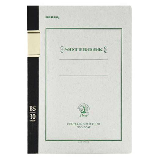 Foolscap Notebook B5 in Green by Penco, soft-cover ruled, 30 sheets, 5.8 x 8.3 inches