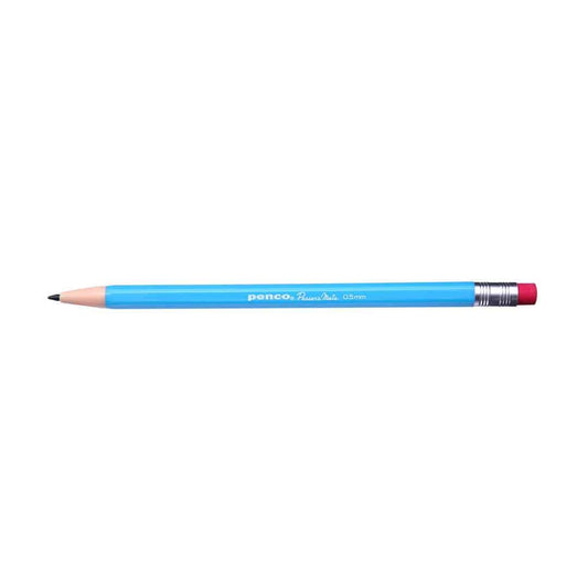 Passers Mate Mechanical Pencil in Blue by Penco, looks like a regular pencil, refillable 0.5mm leads, with eraser