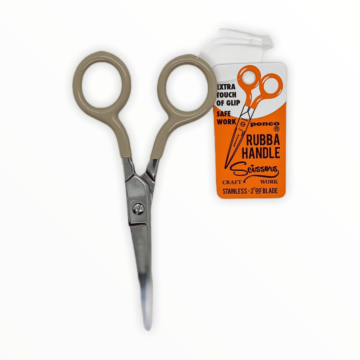 Rubba Handle Scissors in Ivory by Penco, retro-style stainless steel, 5 inches