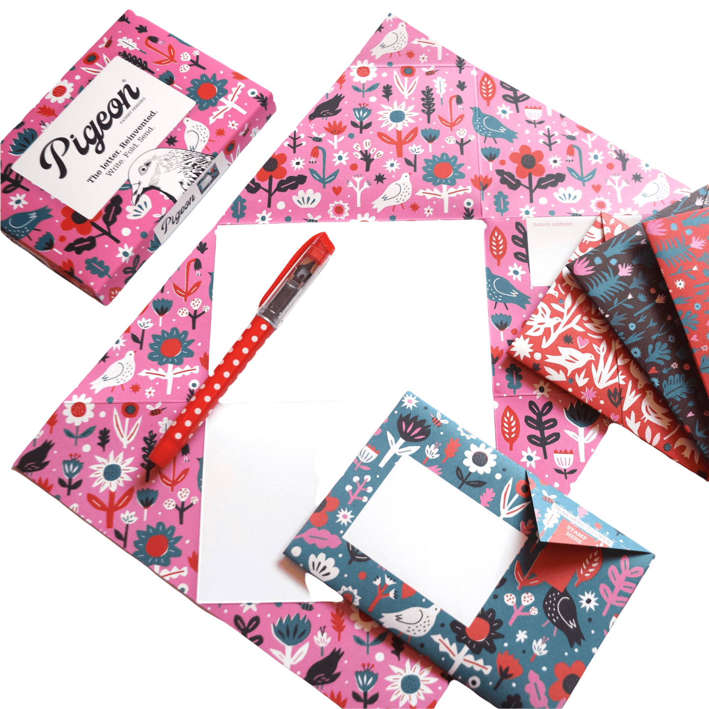 Pigeon Posted Fiesta letter and envelope set by Pigeon Posted, set of 6 one of each design, 3.75 x 5.25 inches, made in the UK