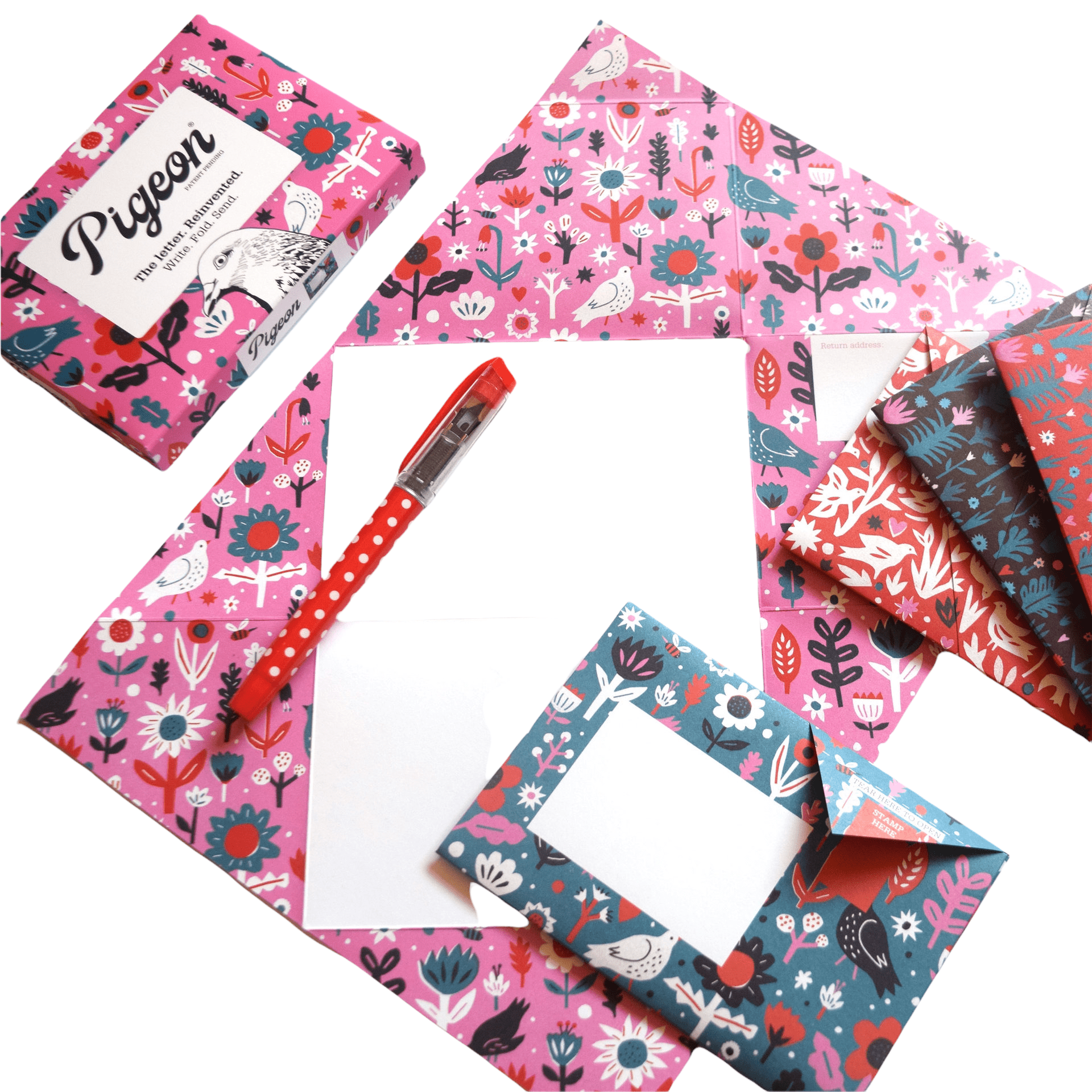 Pigeon Posted Fiesta letter and envelope set by Pigeon Posted, set of 6 one of each design, 3.75 x 5.25 inches, made in the UK