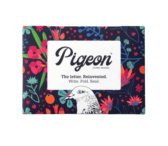 Pigeon Posted Midnight Garden letter and envelope set of 6 by Pigeon Posted, dark colors bright florals, origami-inspired, 5.25 x 3.75 inches, made in UK