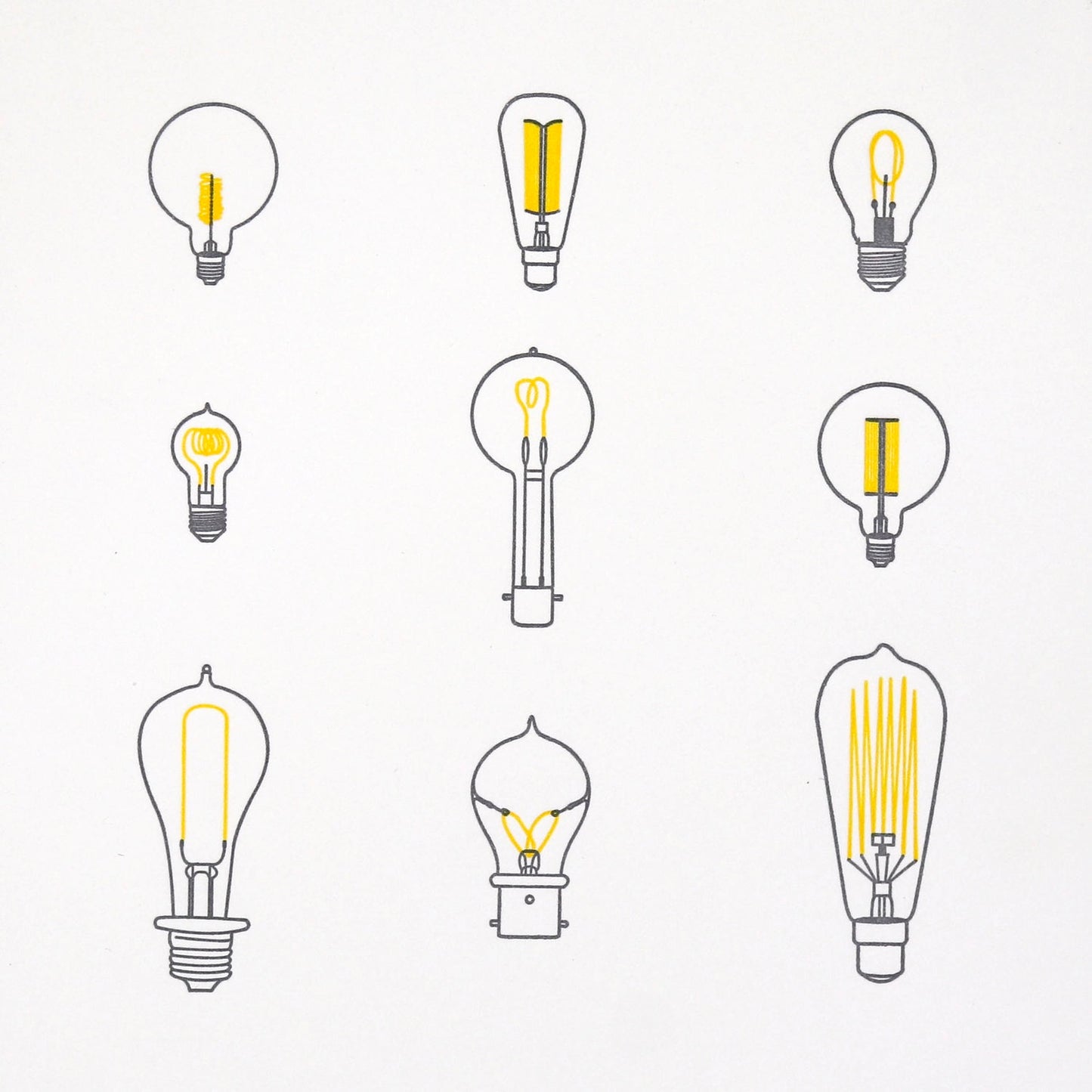 Lightbulbs card detail by Quick Brown Fox, lightbulb design