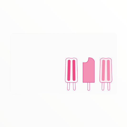 Mini Popsicle Notecard Set by Quick Brown Fox, 50 pink letterpress notecards, 3.5 x 2 inches